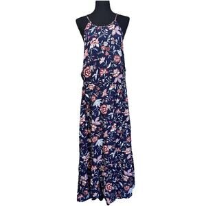Old Navy Floral Halter Maxi Dress Womens Large Blue Vacation Resort Beach